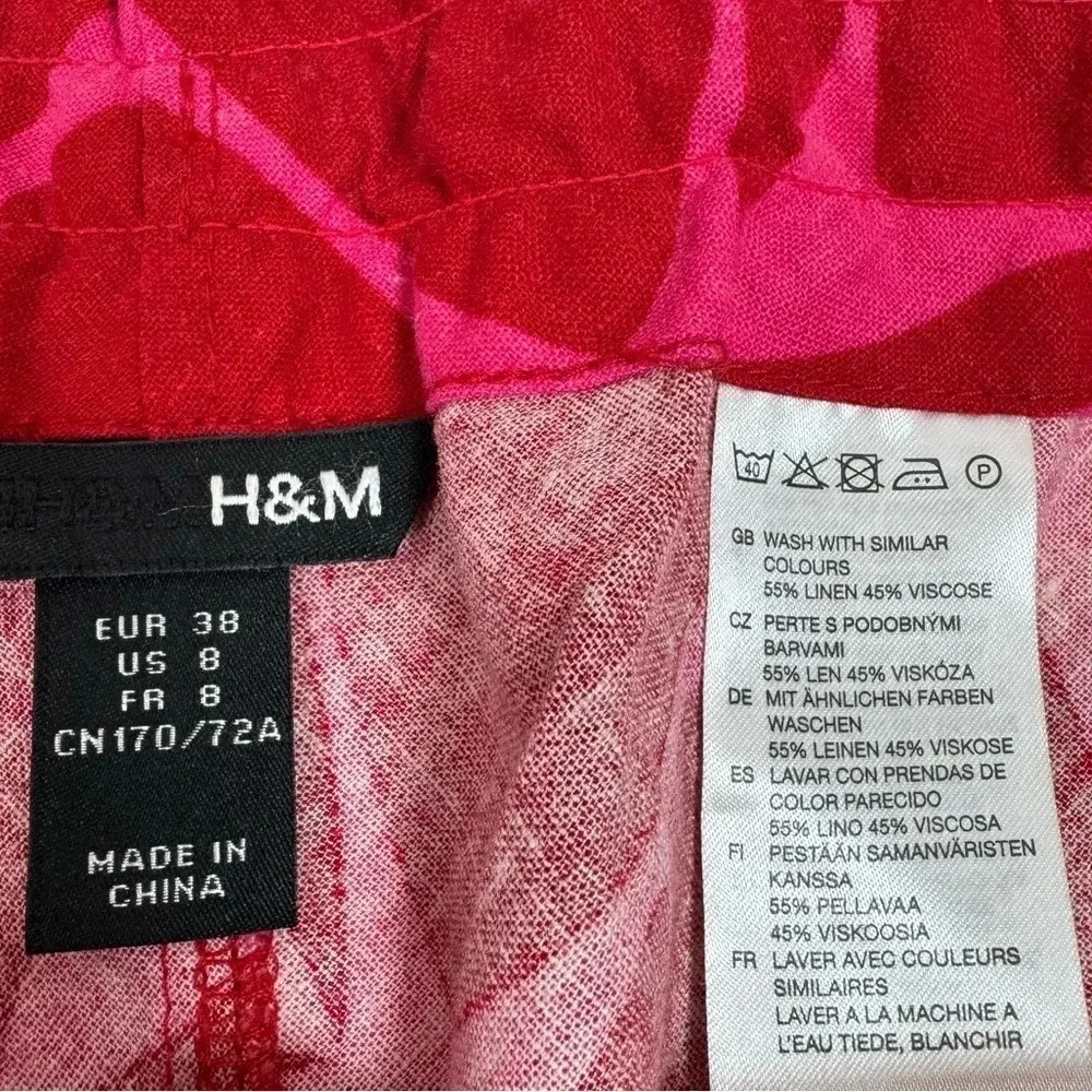 H&M Women’s Linen Blend Skirt‎ Red Hot Pink US 8